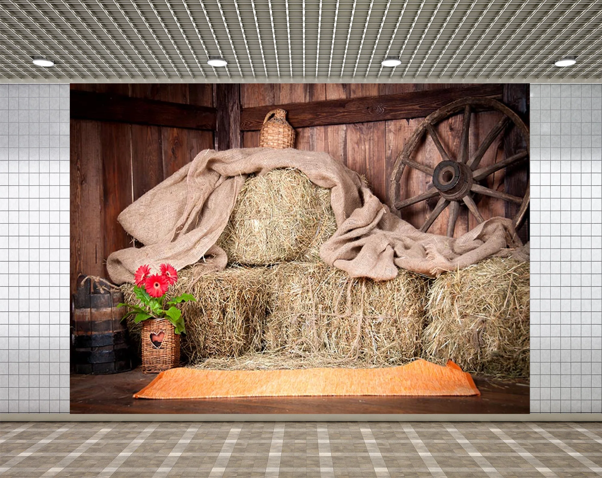 

Фон Lyavshi сельская ферма стог сена деревянный дом цветочный горшок дом фотостудия фон для фотосъемки