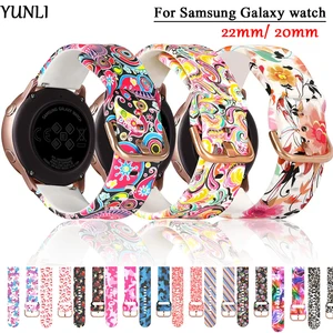 20/22mm Silicone Band for Samsung Galaxy Watch 42mm Active 2 Watch 3 41mm Gear S2 Women Printing Str