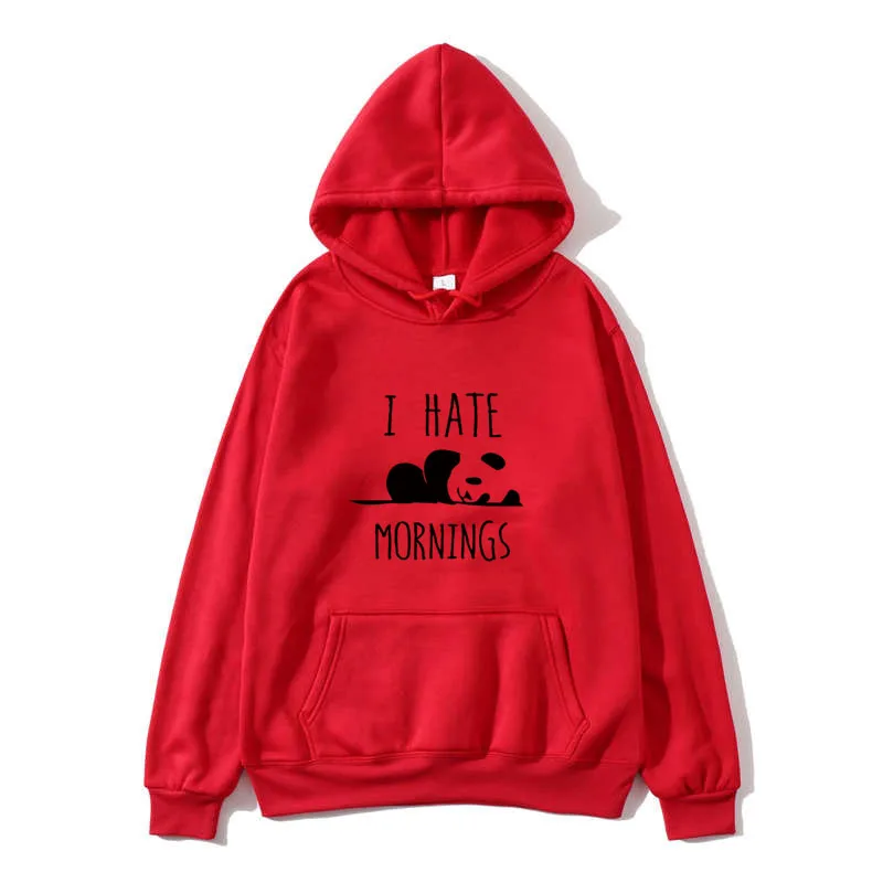 Brand sportswear fashion men and women long-sleeved hoodie 2020 molent feminino hoodie panda I HATE MORNINGS women's sweatshirt