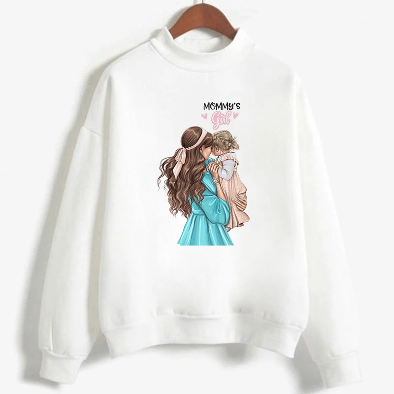 Осень-зима, водолазка для Дня матери, женские белые толстовки, Kawaii одежда, толстовка с принтом супер мамы Harajuku