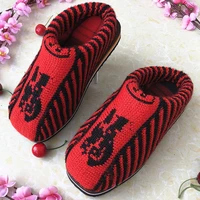 chinese style handmade natural fleece slippers women special warm home sandals winter indoor woman wedge shoes