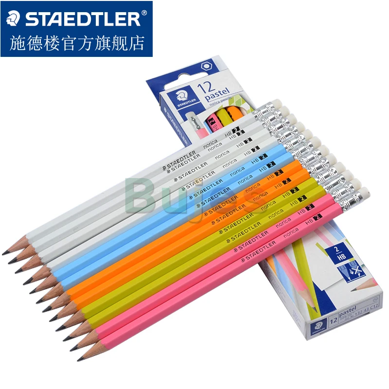 Оригинальный немецкий набор цветных карандашей STAEDTLER с резиновой головкой 132HB/2B