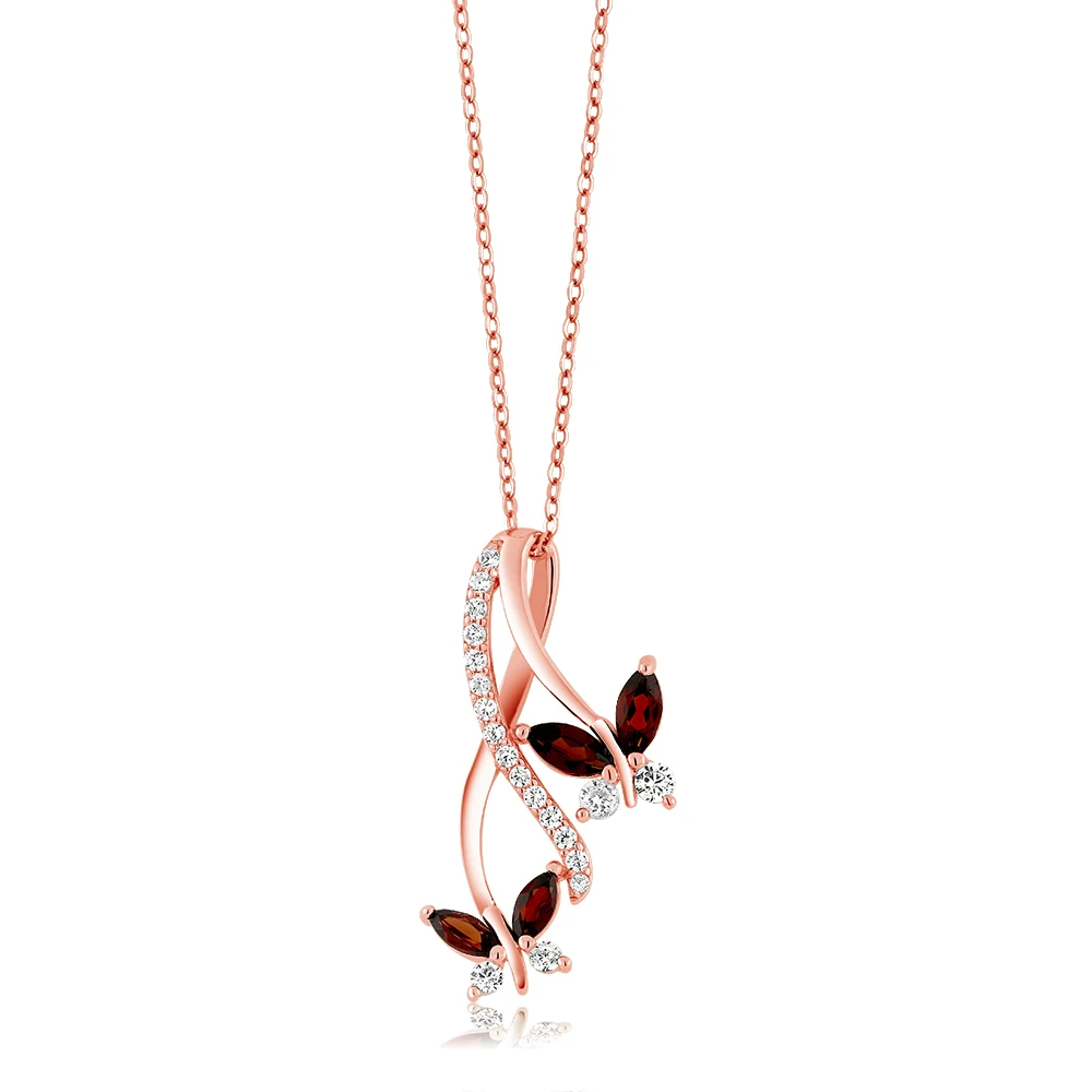 GemStoneKing 1.21 Ct Marquise Red Garnet Butterfly Infinity 925 Sterling Silver Pendant For Women | Украшения и аксессуары