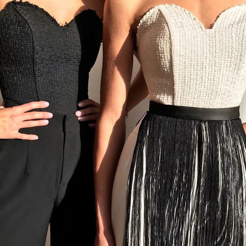 

New Women Solid Color V-neck Sleeveless Backless Strapless Tops for Party Dating Sexy Fashion Tube Tops