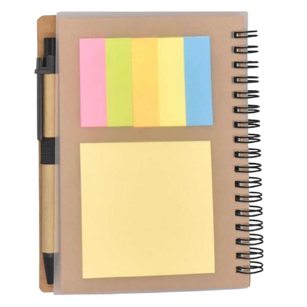 

1 Set Kraft Paper Note Pad Pen Memo Pad Tabs Flags