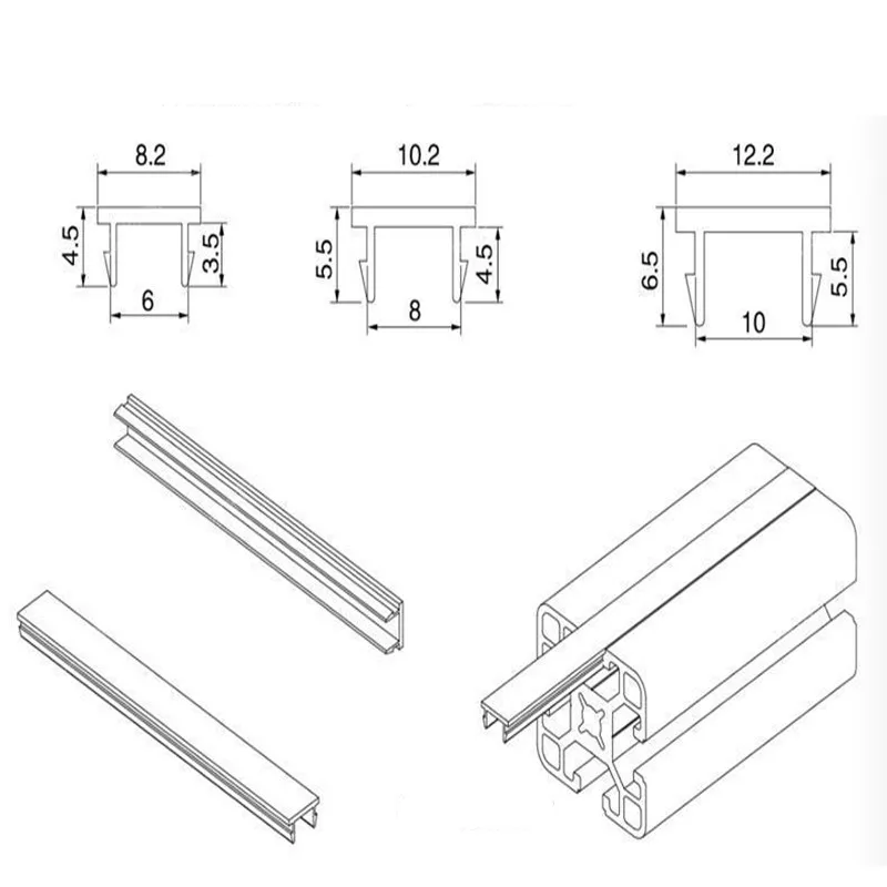 1pcs 500mm 20/30/40/45 series 6mm/8mm /10mm flat seal for 20/30/40 aluminum profile hard Slot Cover/Aluminum notch | Обустройство