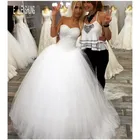 Бальное платье с блестками E JUE SHUNG, свадебные платья с вырезом сердечком и шнуровкой сзади, свадебные платья, свадебное платье