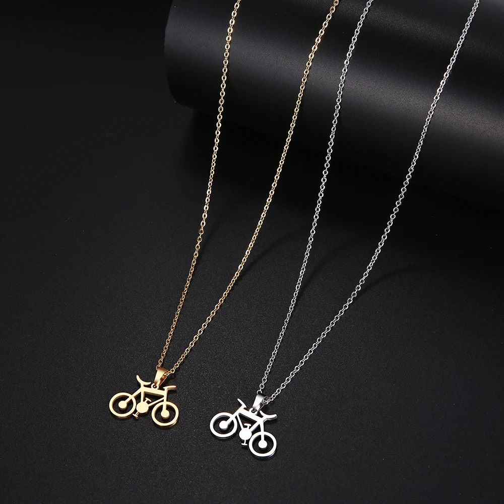

2021 Punk Trendy Body Sports Bicycle Pendant Necklace Bike Links Chains For Women Men Classic Bicycle Necklaces Gifts
