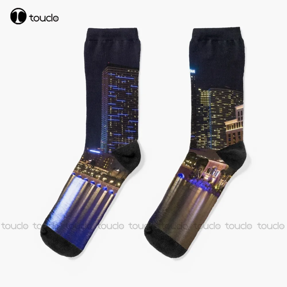 Cosmopolitan Vegas Reflections Socks Unisex Adult Teen Youth Socks Personalized Custom 360° Digital Print Hd High Quality