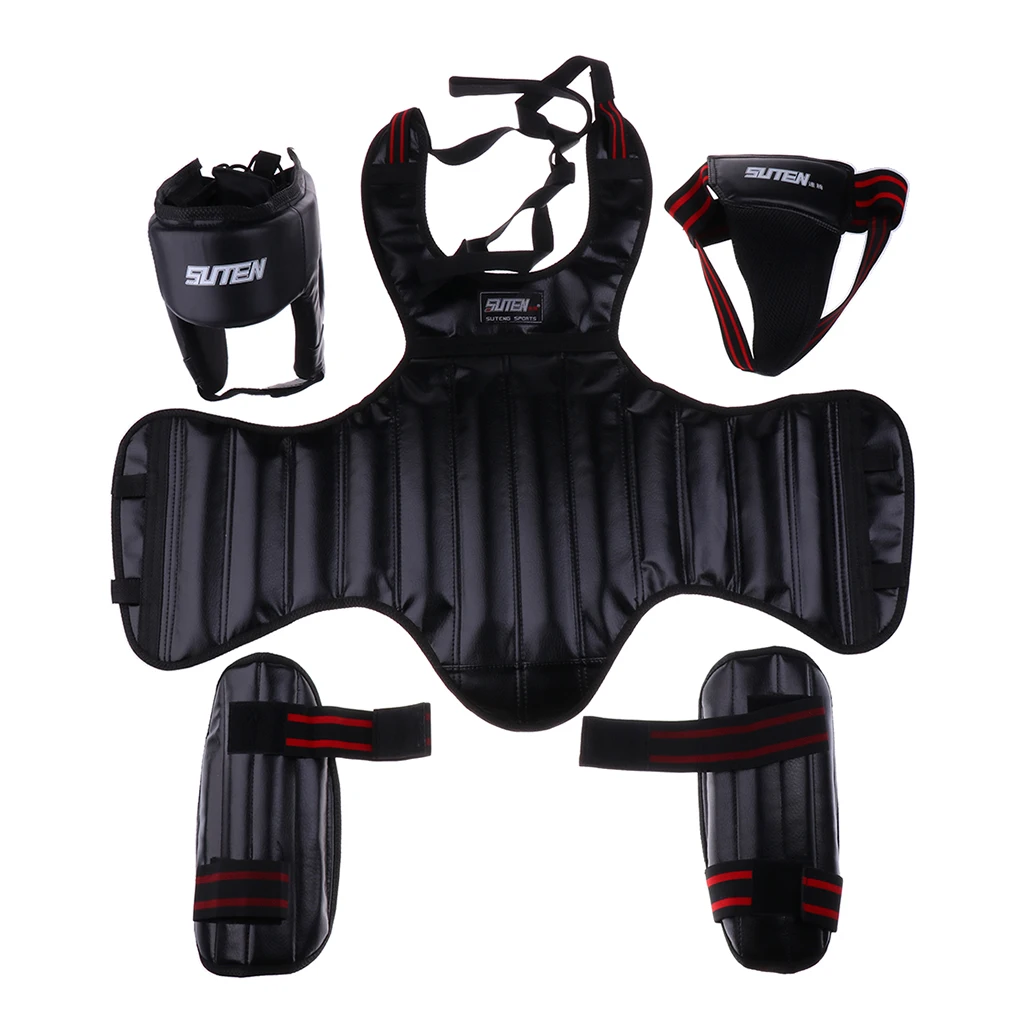 MMA Boxing Protective Gear Set - Kickboxing Training Headgear Body Chest Groin Protector & Shin Pads Various Colors | Спорт и