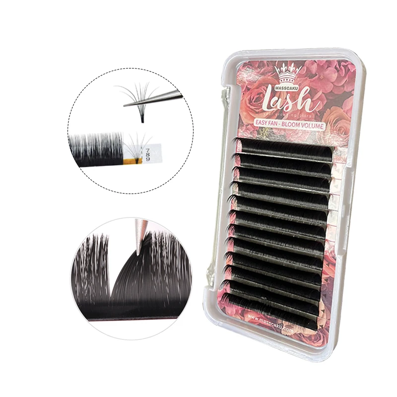 

New Best Selling Cashmere Easy Fan Lashes 1s Blooming Fans Fast Fanning Lash Extension Tray Volume Russian Matte Flowering Fan
