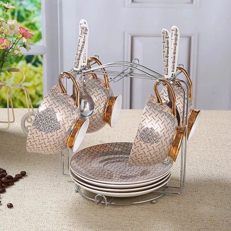 

Набор чайных чашек и блюдец, кофейные кружки из костяного фарфора, наборы кофейных чашек, креативная керамическая посуда для чая фарфор для ...