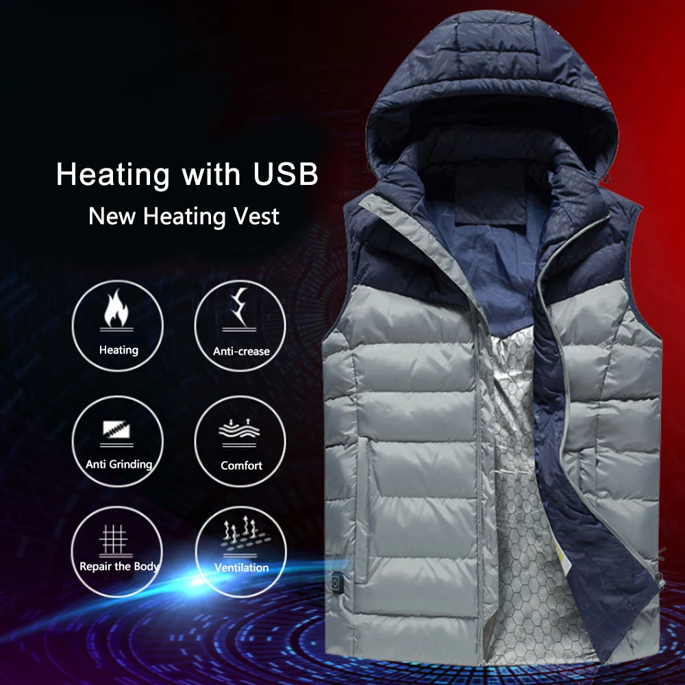 

Electric Heated Vest Graphene Carbon Fiber Heating Coat USB Electric Heating Waistcoat Winter Skiing Warm Cotton Vest