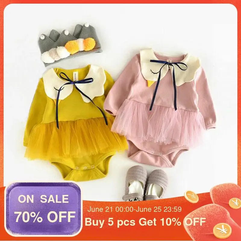 Осенняя одежда для маленьких девочек Комбинезоны новорожденных Одежда с