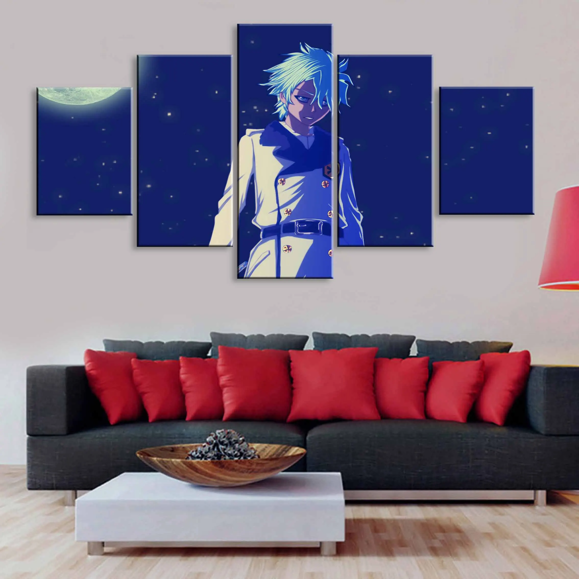 Плакат модульный холст картина стены искусства 5 шт. Toushirou Hitsugaya стоя в Луне Ночь HD