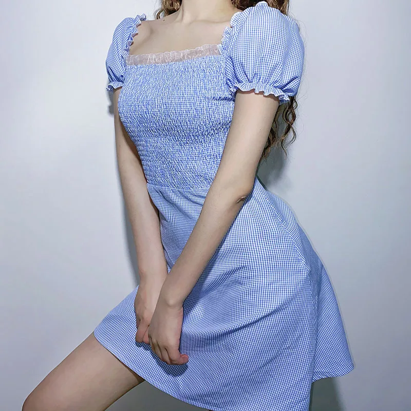 Женское романтичное платье средней длины повседневные французские синие платья