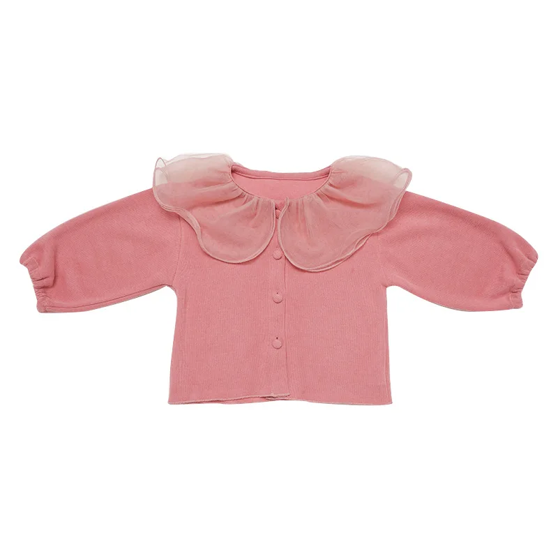 

2020 New Autumn Children's Lace Collar Knitted Cardigan Baby Jacket Primary School Student Clothes