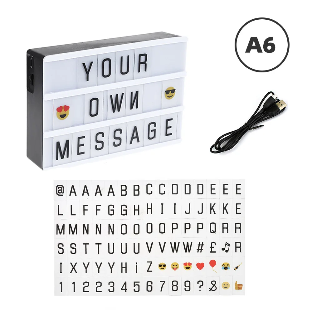 Aimkeeg, A4, A6, размер, светодиодный, комбинированный, Ночной светильник, коробка, USB, AA, батарея, сделай сам, буквы, украшение для открыток, лампа, доска для сообщений, светильник, коробка - Испускаемый цвет: A6 SIZE