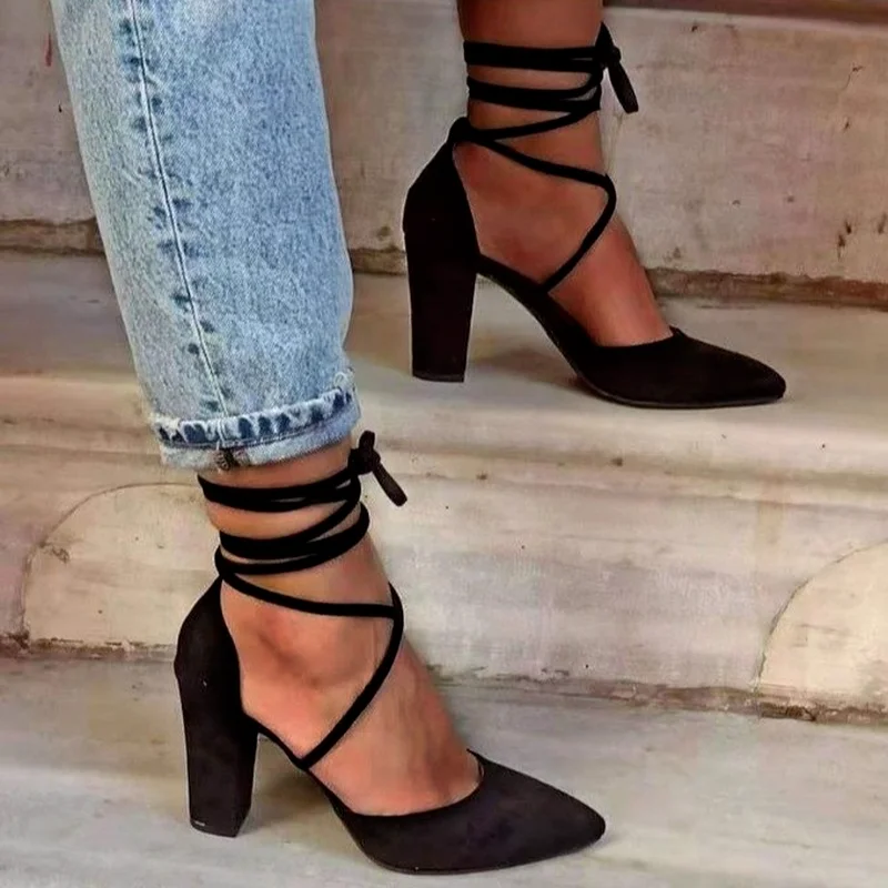 

Летние Новые Модные Элегантные остроносые Женские повседневные сандалии на высоком каблуке 2021 удобные женские римские сандалии с ремешком...