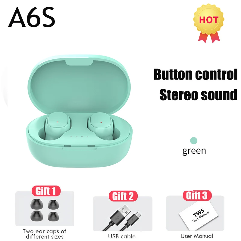 

New A6S TWS Bluetooth Earphones Mini Wireless Headphone 5.0 Sport Waterproof Noise Cancelling Stereo Earbuds for All Smart Phone