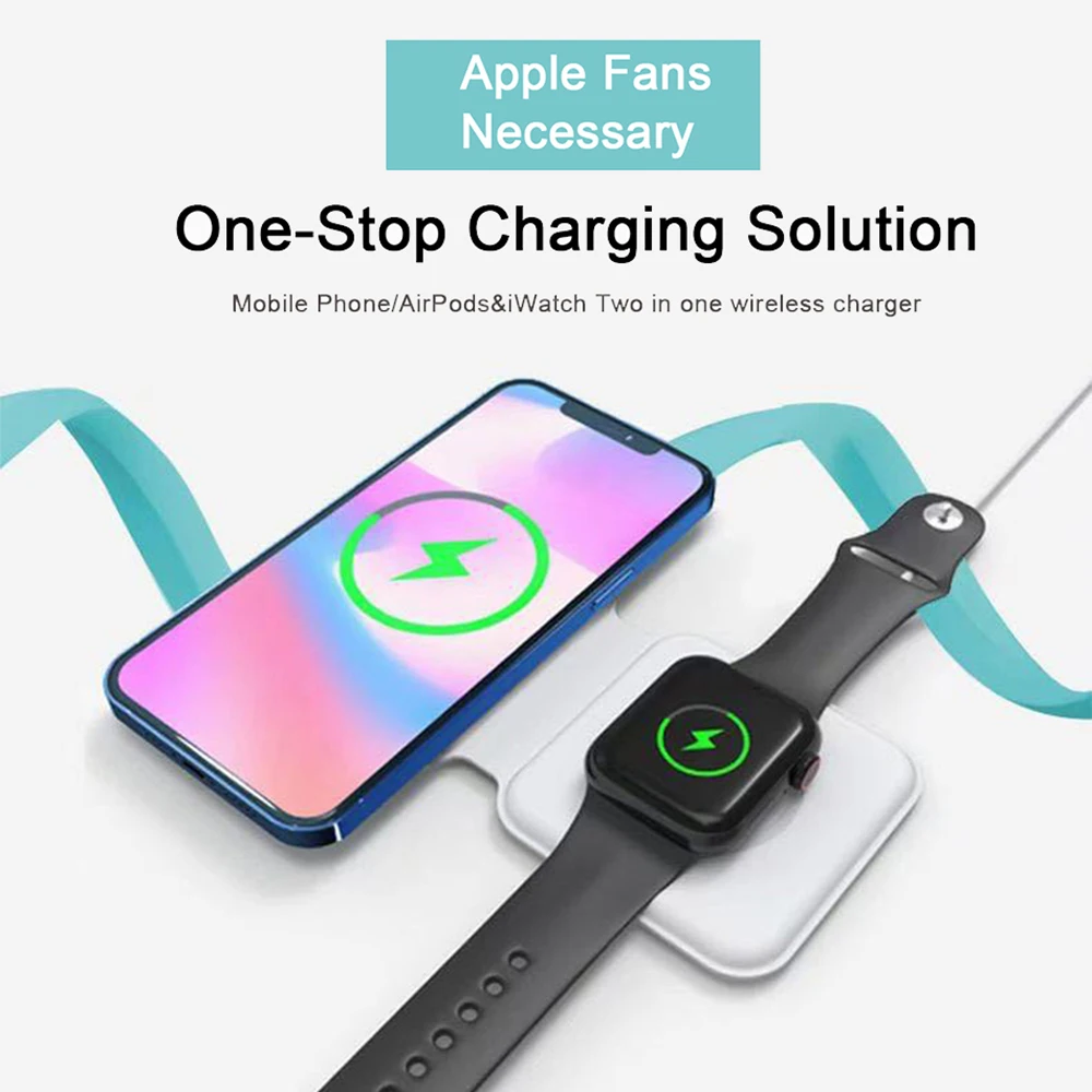 

15W Wireless Charger 2 In 1 Foldable Magnetic QI Fast Charging Dock For iPhone 12 Pro Max mini watch Inductive Charger Station