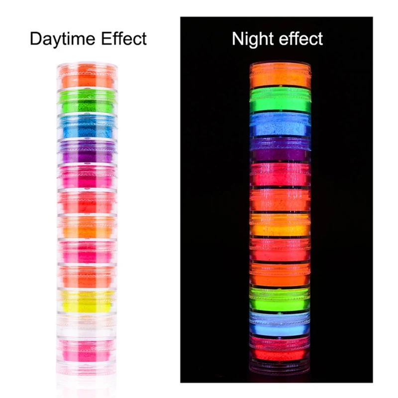

12Pcs Resin Bright Fluorescent UV Pigment Powder Black Light Reactive Luminous Resin Pigment Kit Jewerly Making