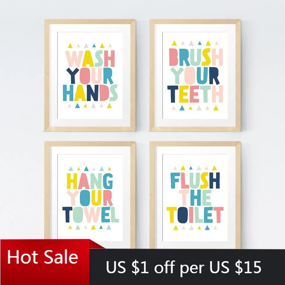 Настенные картины с цитатами в ванную комнату красочные украшения для детской