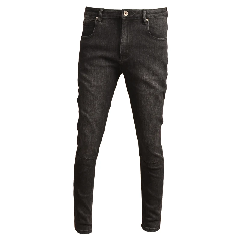 Autumn Men Black Jeans Fashion Korean Style Knee Ripped Holes Slim Fit Pencil Pants