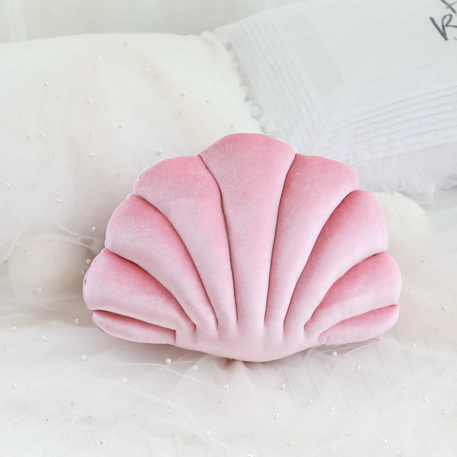 

Andees Shell Pillow Velvet Throw Pillow Soft Sea Shell Shape Filling Pillow Cushion Sofa Bed Chair Living Room Decoration