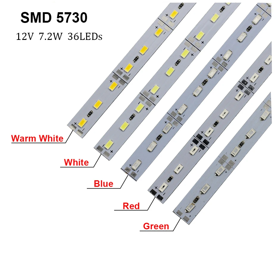 5730 SMD 10 шт./лот 50 см светодиодный бар светильник SMD 8520 7020 5730 5050 2835 DC12V светодиодный жесткой полосы белый теплый холодный RGB под шкаф Кухня - Испускаемый цвет: 5730 SMD