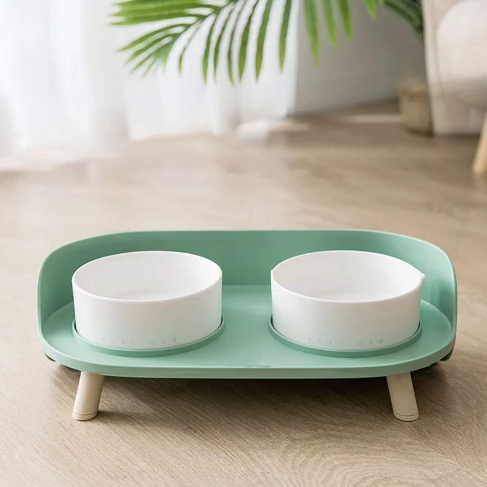 

1PC Cervical Spine Protective Cat Bowl High Feet Pet Ceramic Bowl (Mint Green)