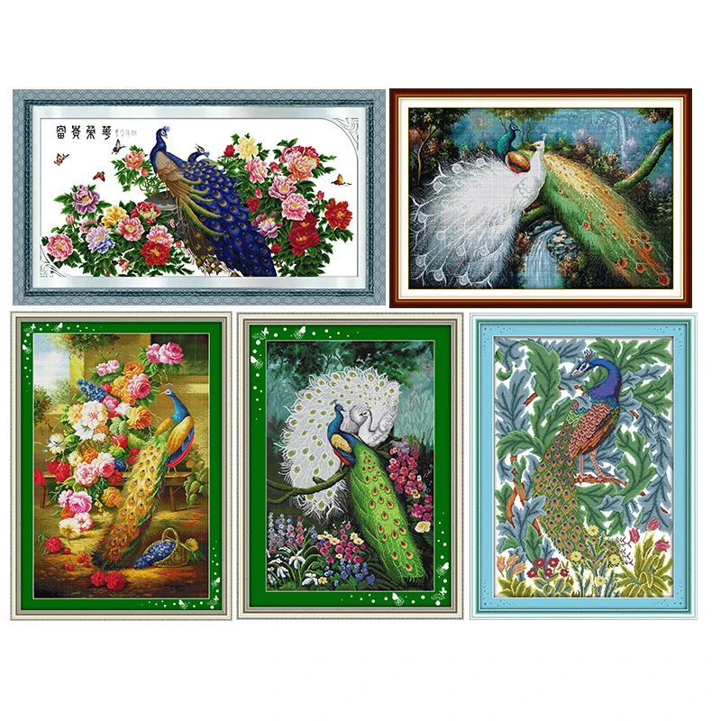 

Color Peacock Series 11CT14CT Animal Printed Pattern Cross Stitch Kits Crafts Needlework Fabric On Canvas Embroidery Accessories