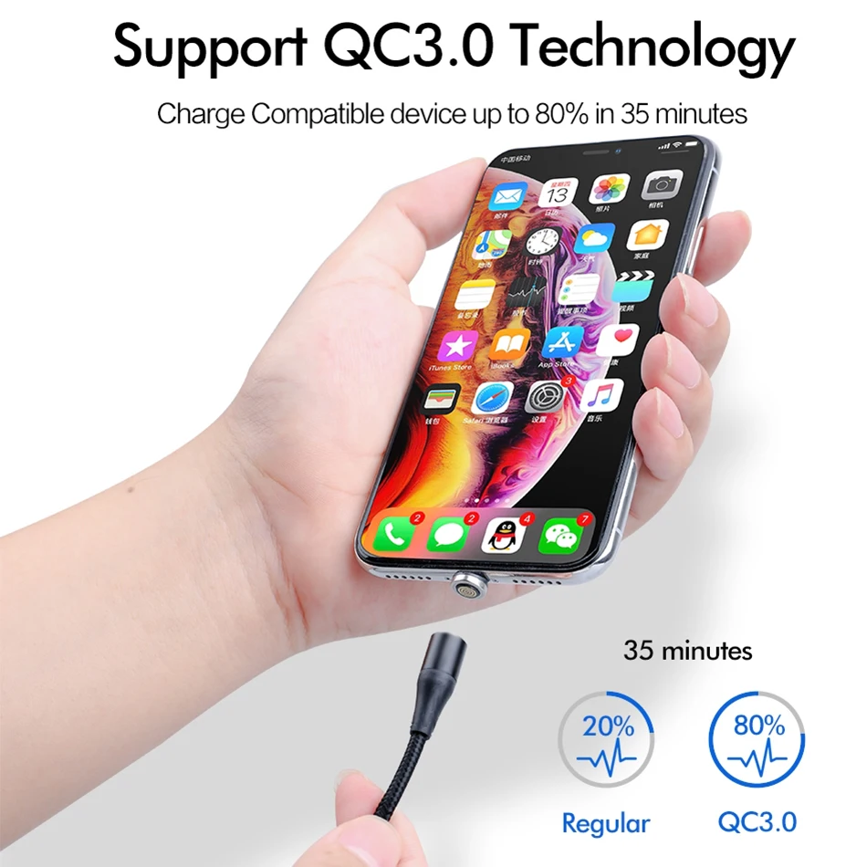 RDCY 5A Magnetic Cable Micro Usb Type C Super Fast Charging Phone LED Light 1M 2M For iPhone Xiaomi Huawei samsung | Мобильные