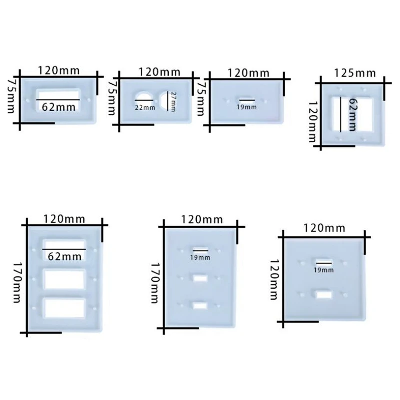 

7 Styles USB Socket Panel Light Switch Cover Silicone Mould DIY Crafts Casting Tool Crystal Epoxy Resin Mold