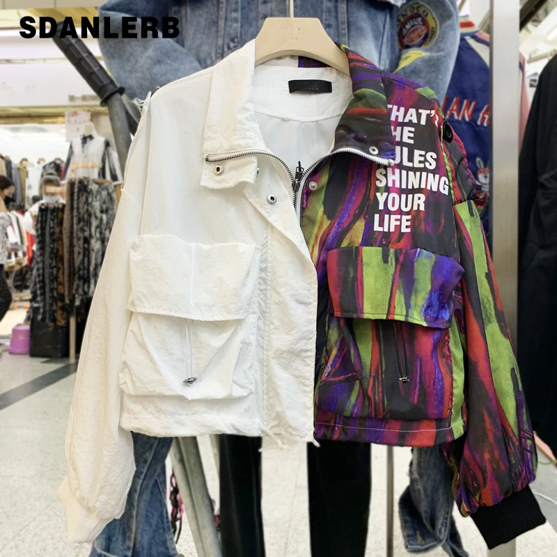 

Женская тонкая куртка с длинным рукавом, свободная короткая бейсбольная куртка с буквенным воротником-стойкой, рабочая одежда, 2021