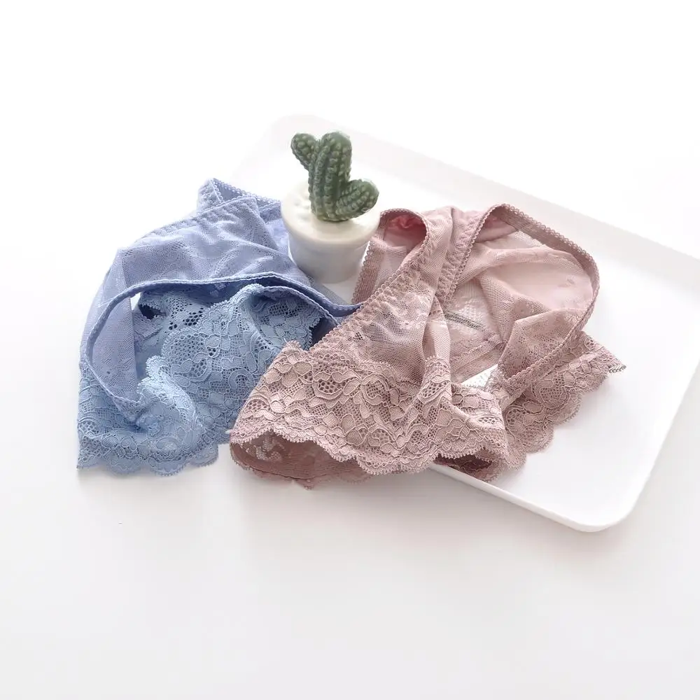 

Summer New European Thin Section Sexy Lace Breathable Underwear Women Cotton Crotch Low Waist Transparent Girls Jacquard Briefs