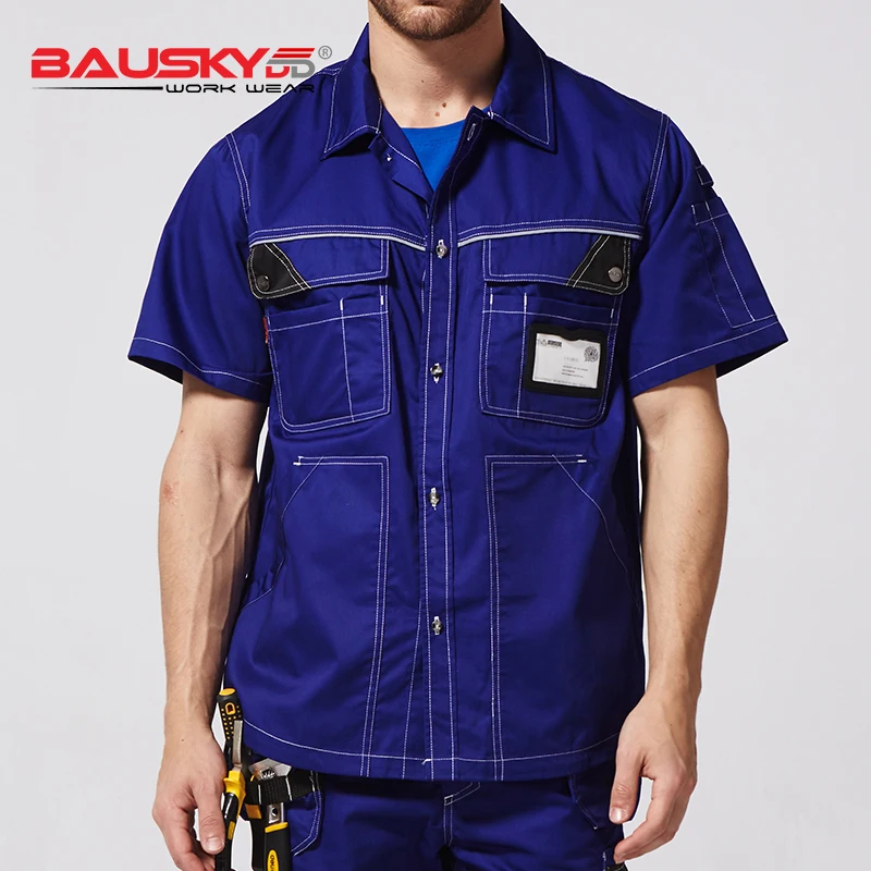 Высококачественная Мужская Рабочая Рубашка Bauskydd B230 с короткими рукавами и