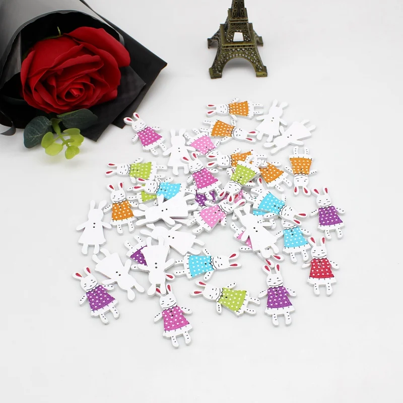 50 шт. смешанные Мультяшные пуговицы в виде кролика для скрапбукинга рукоделия