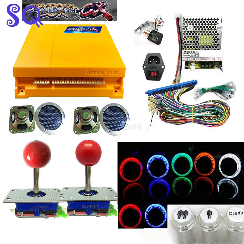 

SQ free shipping Pandora box arcade CX 2800 in 1 jamma game board HDMI VGA DIY kit joystick black cap push buttons speakers