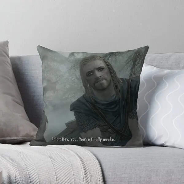 

Hey You Youre Finally Awake Skyrim Meme Soft Decorative Throw Pillow Cover for Home Pillows NOT Included Pillow Case 45*45cm