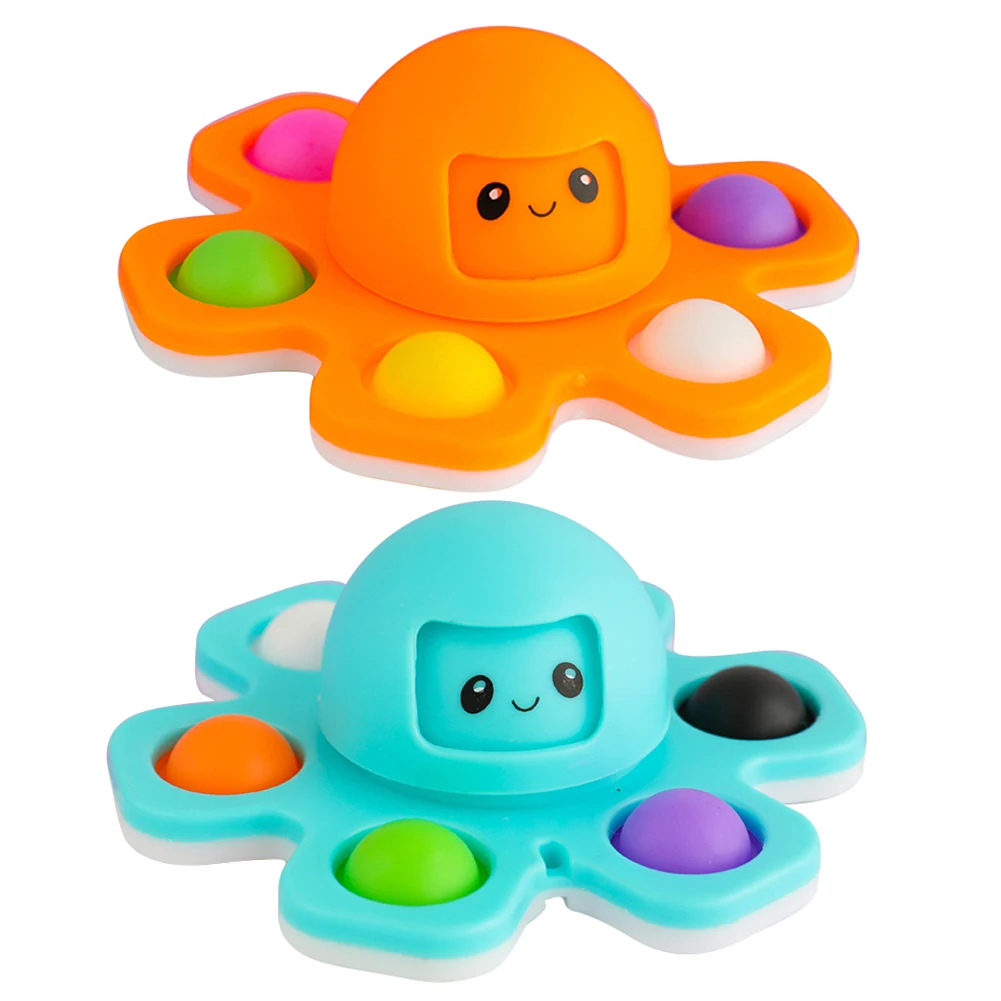 

Octopus Fingertip Gyro Spinner Fidget Toys Anti-Stress Reversible Push Bubble Decompression Simple Dimple Squeeze Sensory Toy