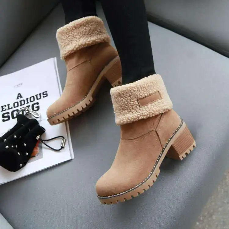 

Fashion Women In the spring and autumn shoes Fur Warm Ladies wool Ankle Boot Comfortable Shoes plus size Casual Women Shoes