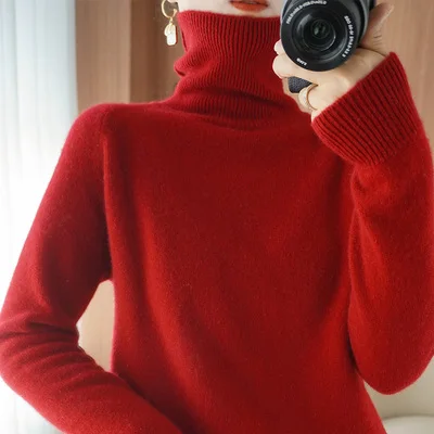 

Women's jacket V-neck, comfortable and versatile, casual wear, retro knitted spring and autumn high collar