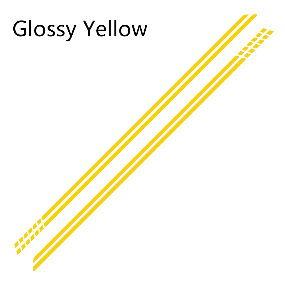 Glossy Yellow 2 шт. для Fiat 500 автомобильные длинные боковые полосы наклейки Виниловая пленка Авто DIY Стайлинг декоративные наклейки автомобильные принадлежности для тюнинга - Название цвета: Glossy Yellow