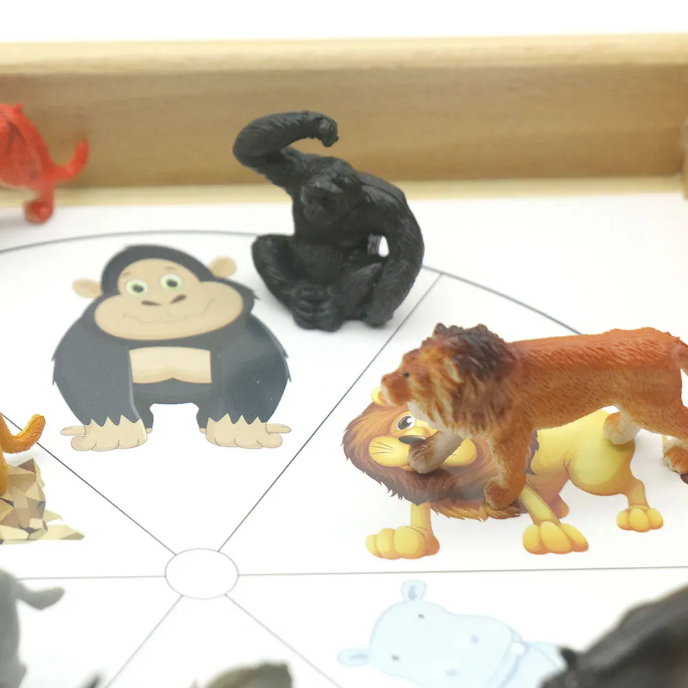 Материал Монтессори Сенсорная обучающая игра животные карты Зажимы развивающие