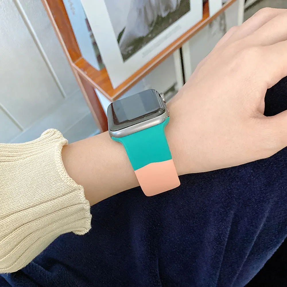 

Sport strap for apple watch band 44mm 40mm 38mm 42mm watchband Printed silicone Belt Bracelet Correa Iwatch series 3 4 5 SE 6