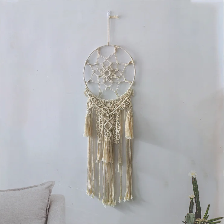 

European Style Circle and Tassel Handmade Cotton Tapestry Wedding Decoration Knit Tapestry