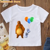 2022 grizzy cartoon print tshirt tops for girlsboys kids clothes lemmings balloon t shirt harajuku kawaii t shirt