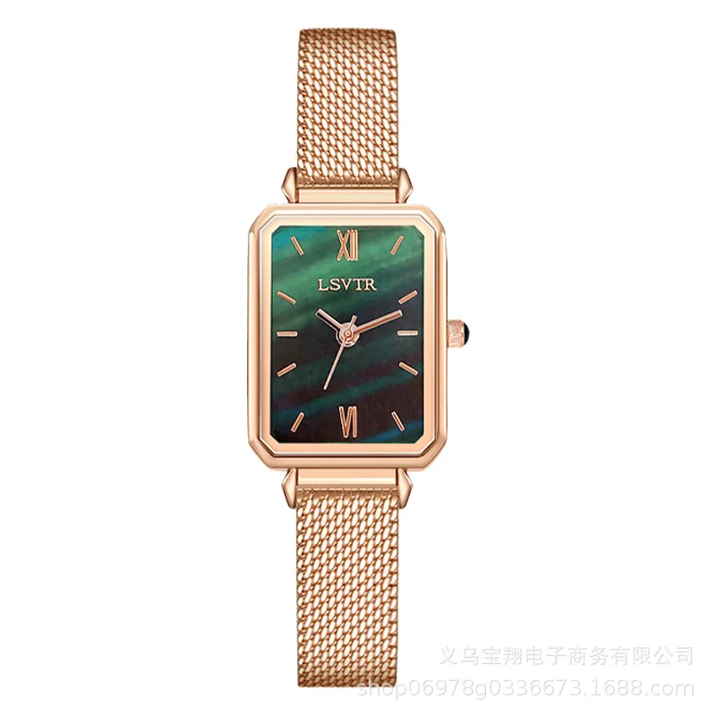 

Women's small square watch small green watch fashion retro square mesh belt women's Watch
