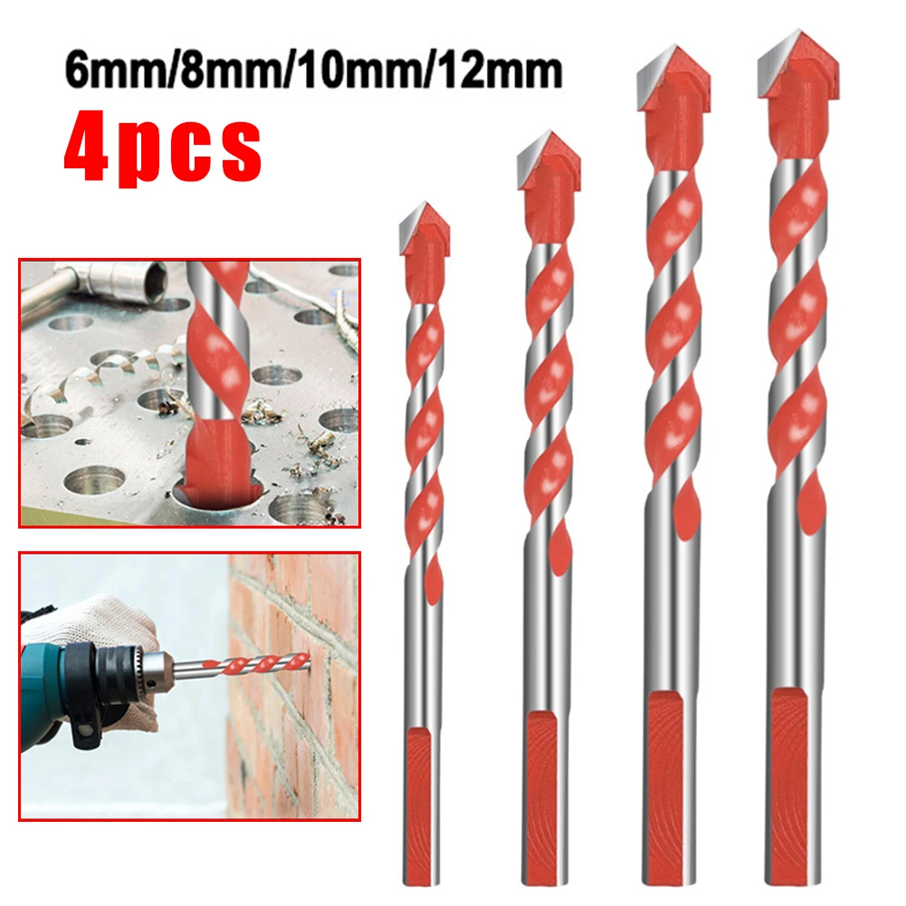 

4pcs Multifunction Triangle Drill Bits Set 6/8/1012mm Ceramic Wall Tile Marble Glass Punching Hole Saw Diamond Drilling Bits